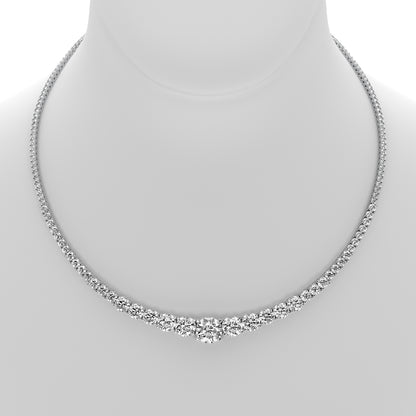 Round Cut Lab Grown Diamond Tennis Necklace in Silver