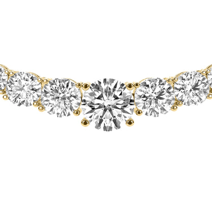 Round Cut Lab Grown Diamond Tennis Necklace in Yellow Gold