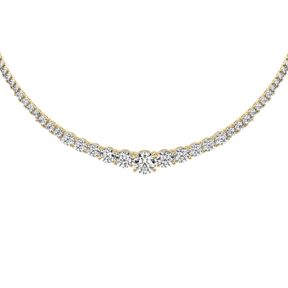 Round Cut Lab Grown Diamond Tennis Necklace in Yellow Gold