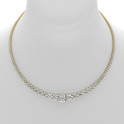 Round Cut Lab Grown Diamond Tennis Necklace in Yellow Gold