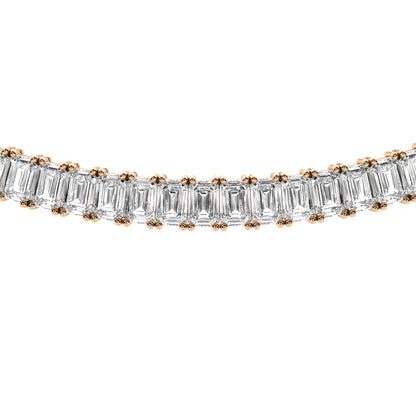 Emerald Cut Lab Grown Diamond Tennis Necklace in Rose Gold
