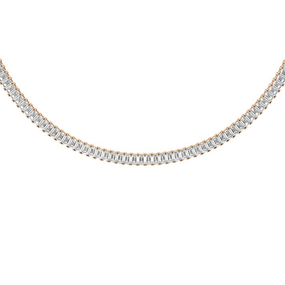 Emerald Cut Lab Grown Diamond Tennis Necklace in Rose Gold