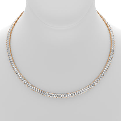 Emerald Cut Lab Grown Diamond Tennis Necklace in Rose Gold