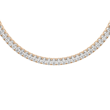 Oval Cut Lab Grown Diamond Tennis Necklace in Rose Gold