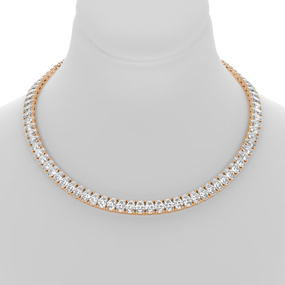 Oval Cut Lab Grown Diamond Tennis Necklace in Rose Gold