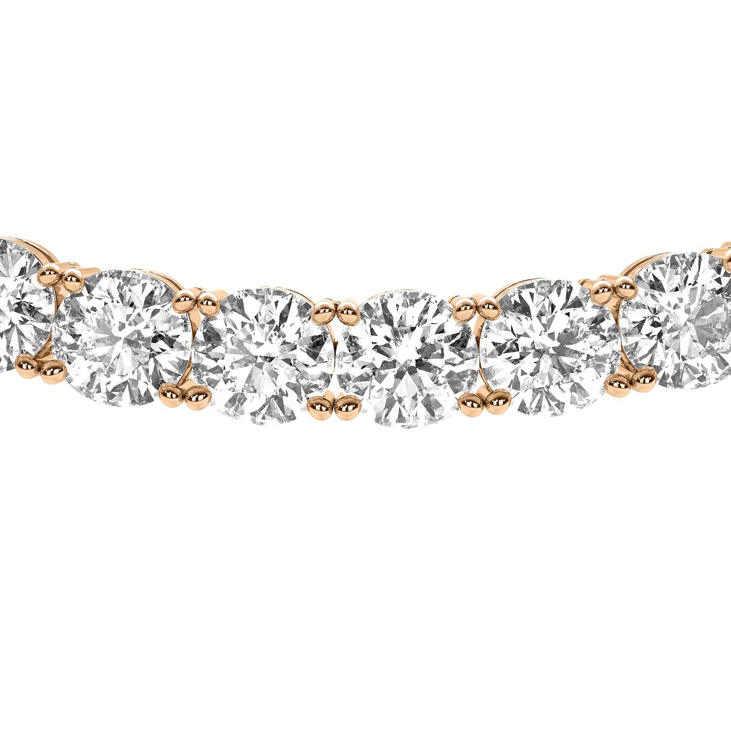 Round Cut Lab Grown Diamond Tennis Necklace in Rose Gold