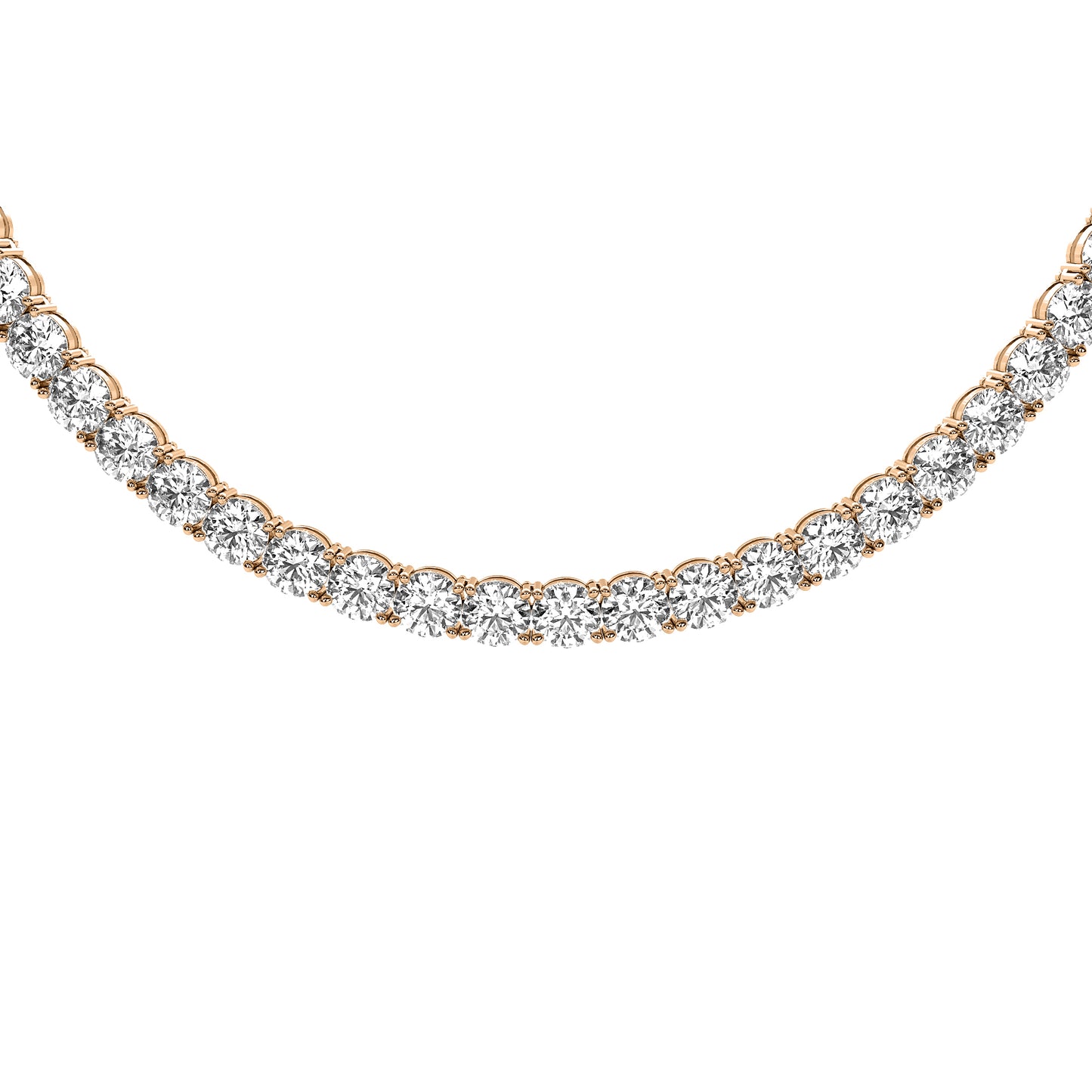 Round Cut Lab Grown Diamond Tennis Necklace in Rose Gold