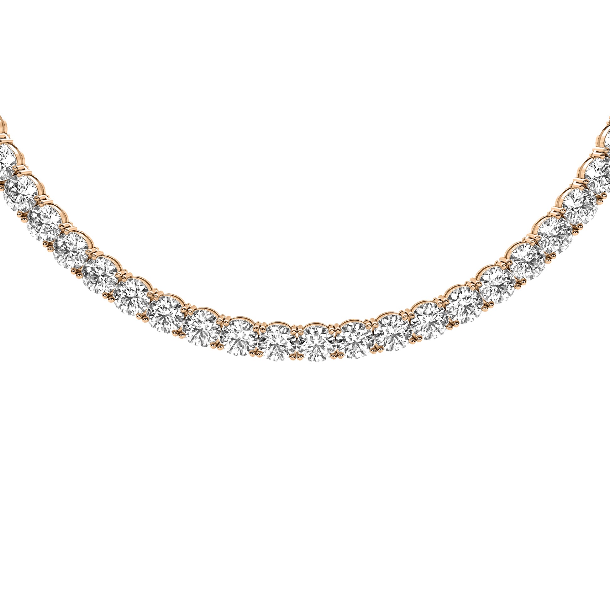 Round Cut Lab Grown Diamond Tennis Necklace in Rose Gold