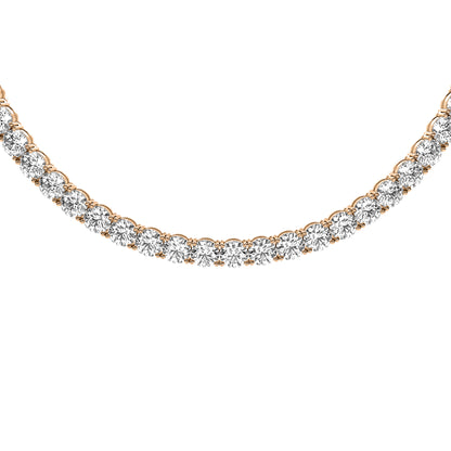 Round Cut Lab Grown Diamond Tennis Necklace in Rose Gold