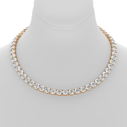 Round Cut Lab Grown Diamond Tennis Necklace in Rose Gold