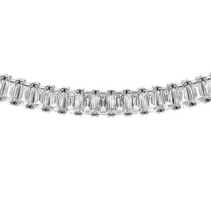 Emerald Cut Lab Grown Diamond Tennis Necklace in Silver