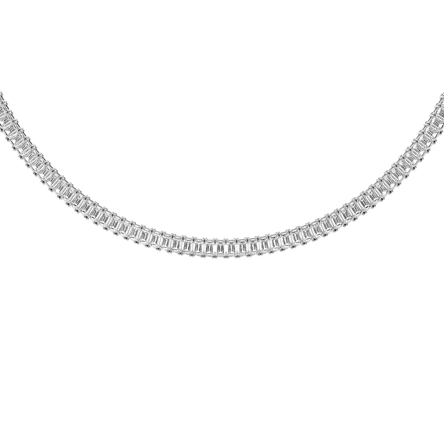 Emerald Cut Lab Grown Diamond Tennis Necklace in Platinum