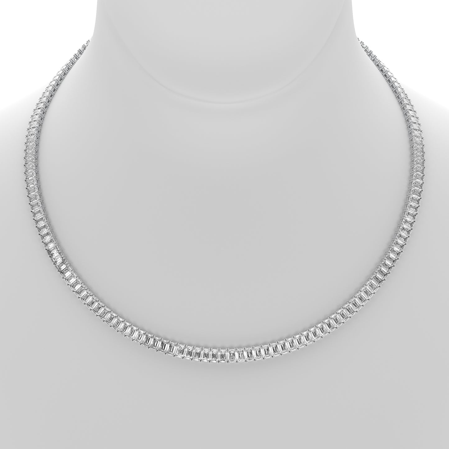Emerald Cut Lab Grown Diamond Tennis Necklace in Platinum