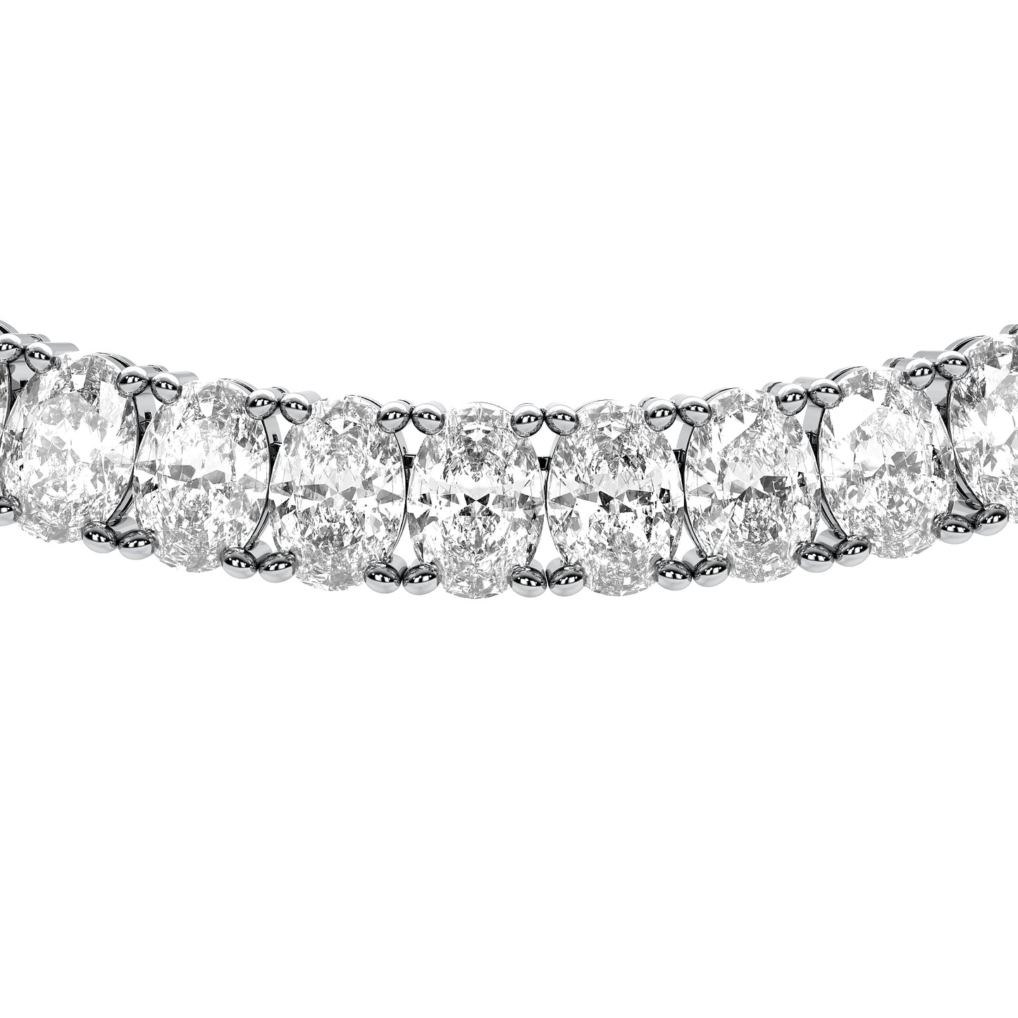 Oval Cut Lab Grown Diamond Tennis Necklace in White Gold