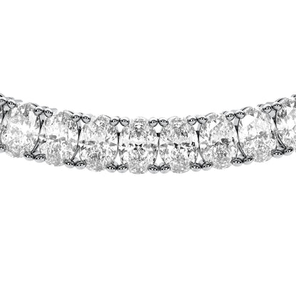 Oval Cut Lab Grown Diamond Tennis Necklace in White Gold