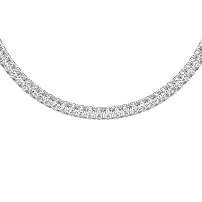 Oval Cut Lab Grown Diamond Tennis Necklace in White Gold