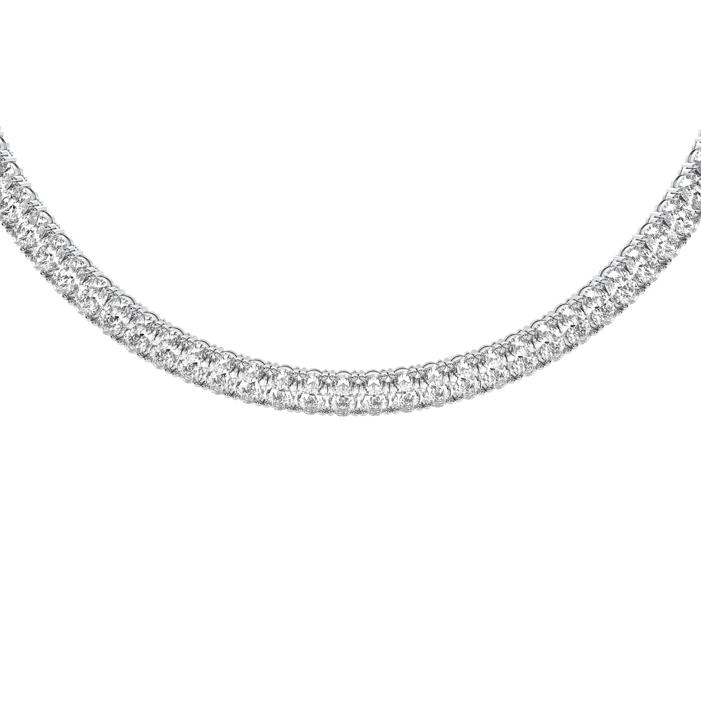 Oval Cut Lab Grown Diamond Tennis Necklace in Platinum