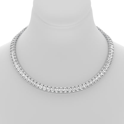 Oval Cut Lab Grown Diamond Tennis Necklace in White Gold