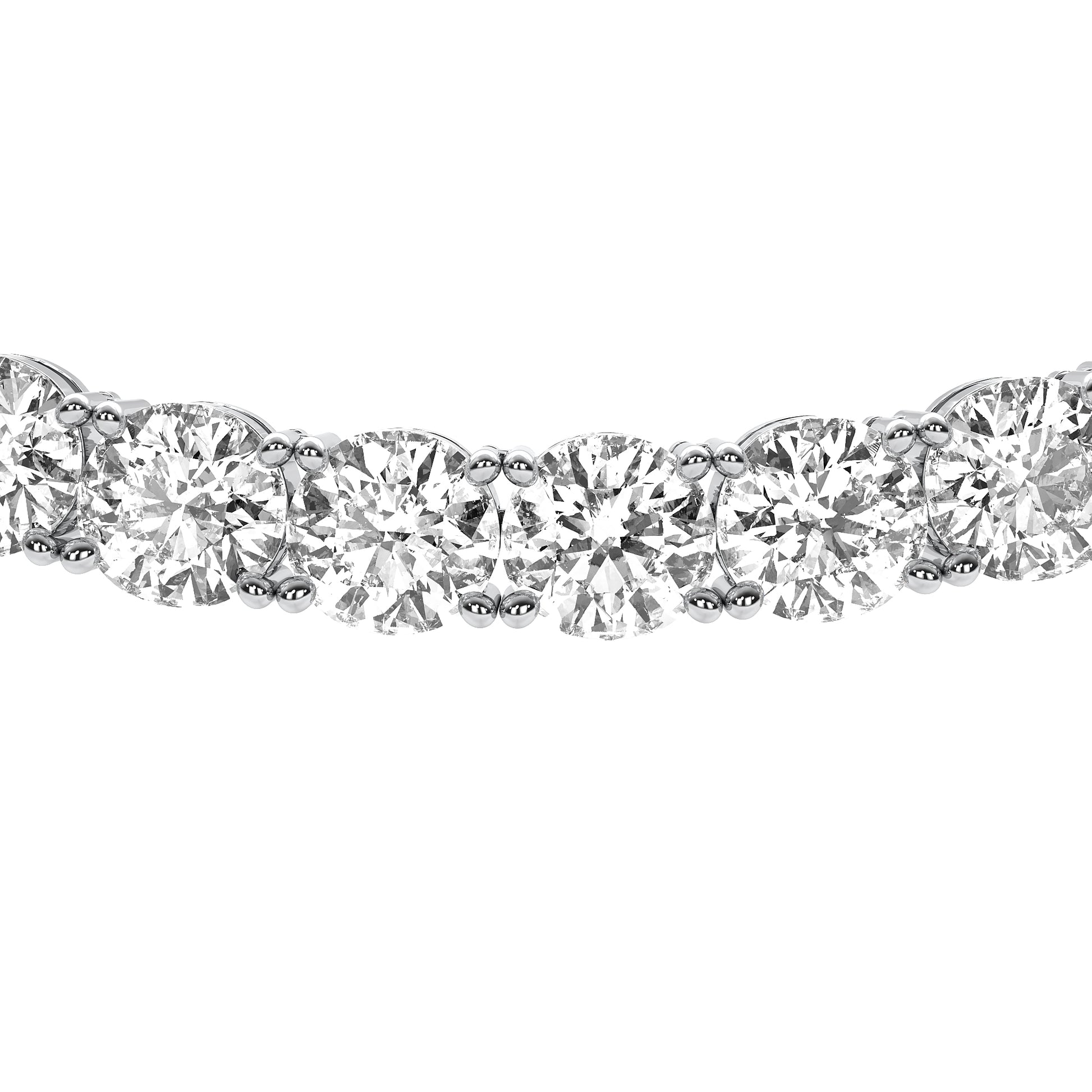 Round Cut Lab Grown Diamond Tennis Necklace in Silver