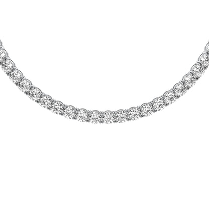 Round Cut Lab Grown Diamond Tennis Necklace in Silver