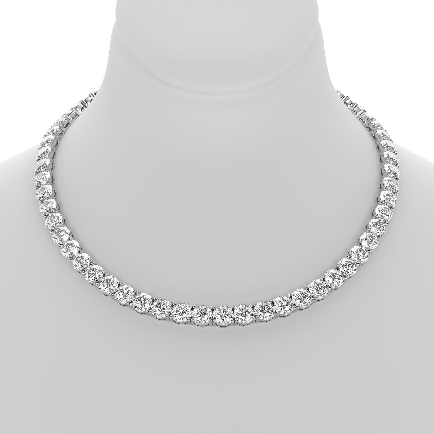 Round Cut Lab Grown Diamond Tennis Necklace in White Gold