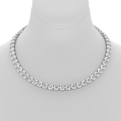 Round Cut Lab Grown Diamond Tennis Necklace in Silver