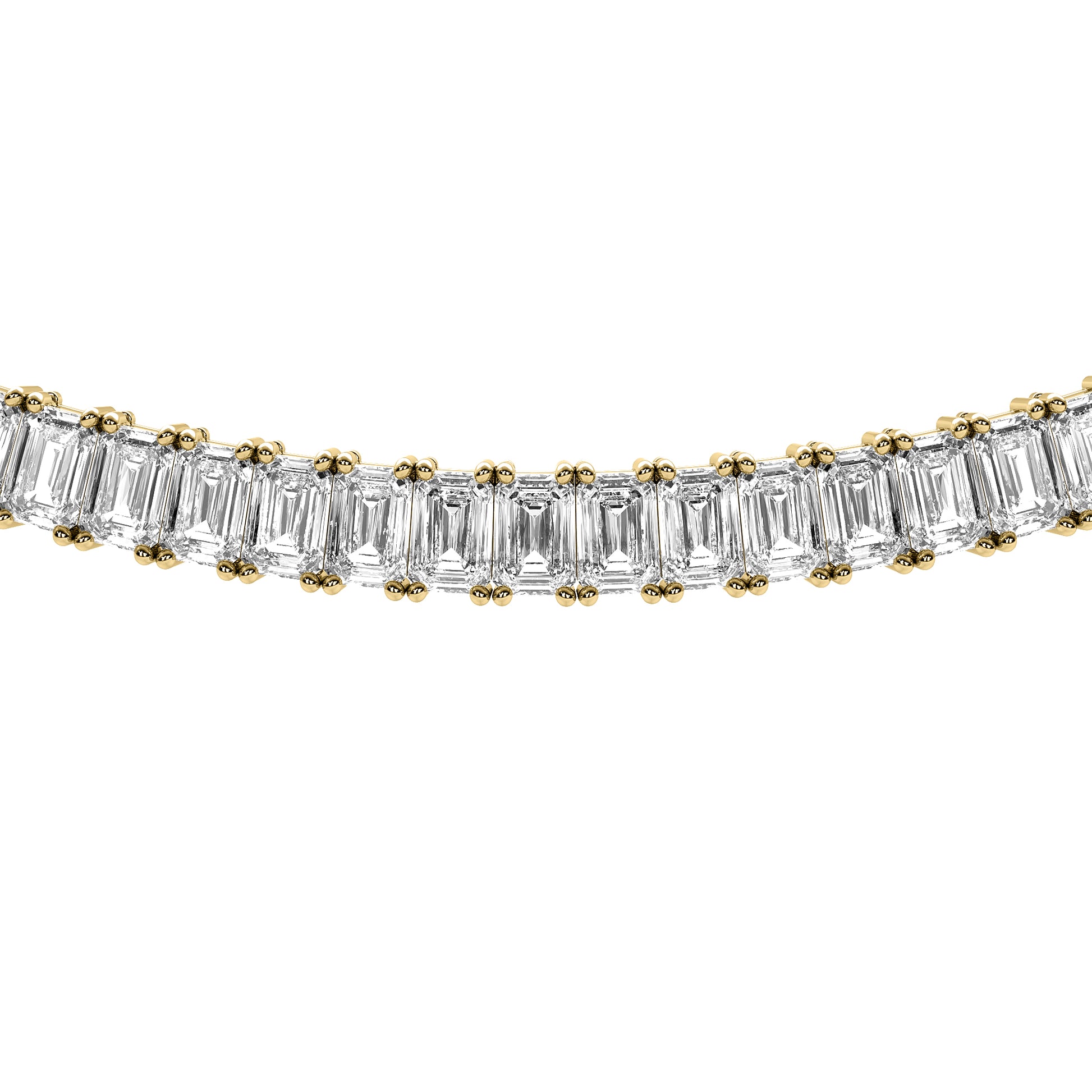 Emerald Cut Lab Grown Diamond Tennis Necklace in Yellow Gold