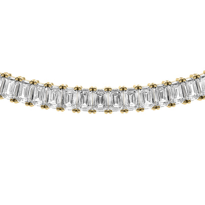 Emerald Cut Lab Grown Diamond Tennis Necklace in Yellow Gold