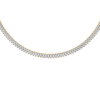 Emerald Cut Lab Grown Diamond Tennis Necklace in Yellow Gold