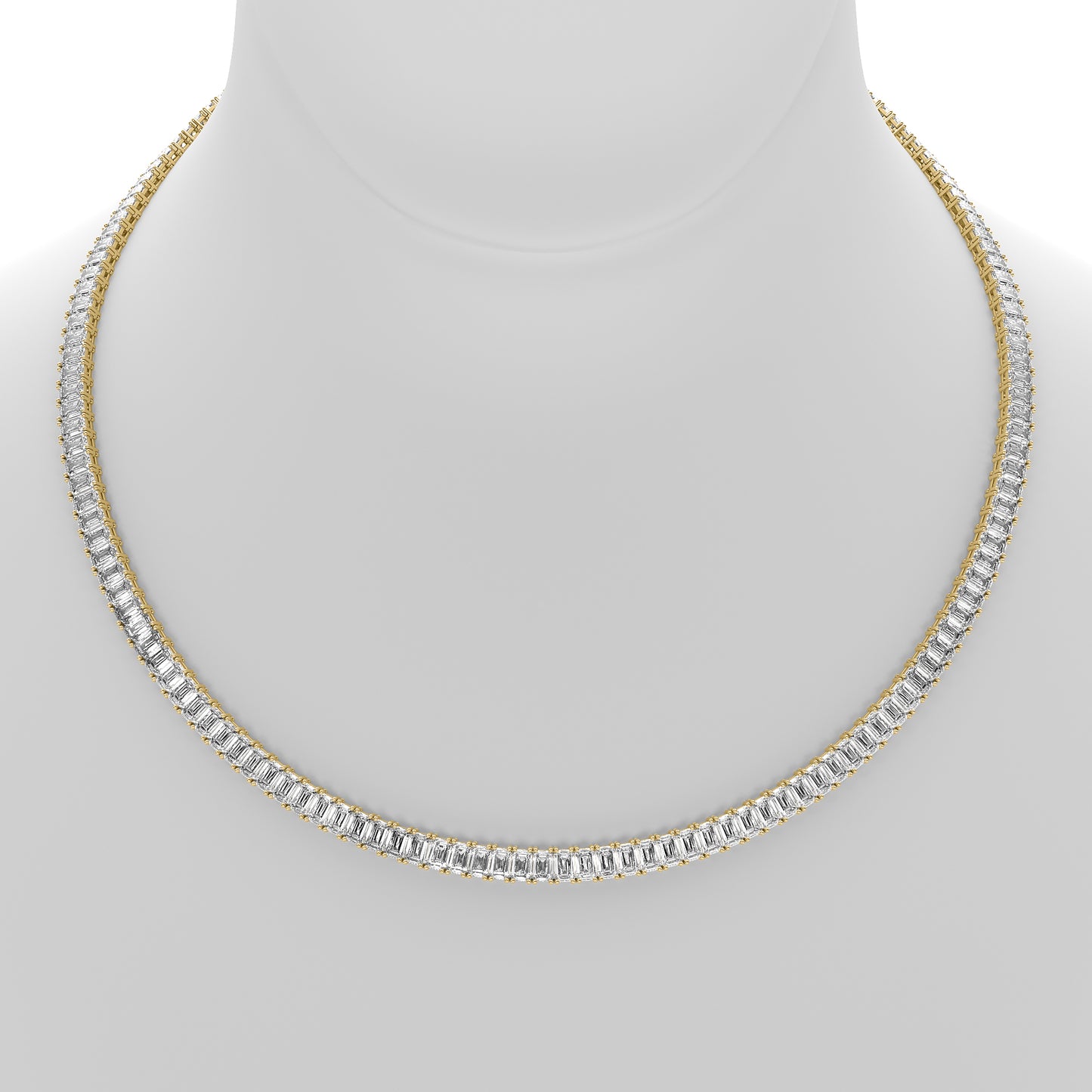 Emerald Cut Lab Grown Diamond Tennis Necklace in Yellow Gold