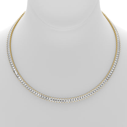 Emerald Cut Lab Grown Diamond Tennis Necklace in Yellow Gold
