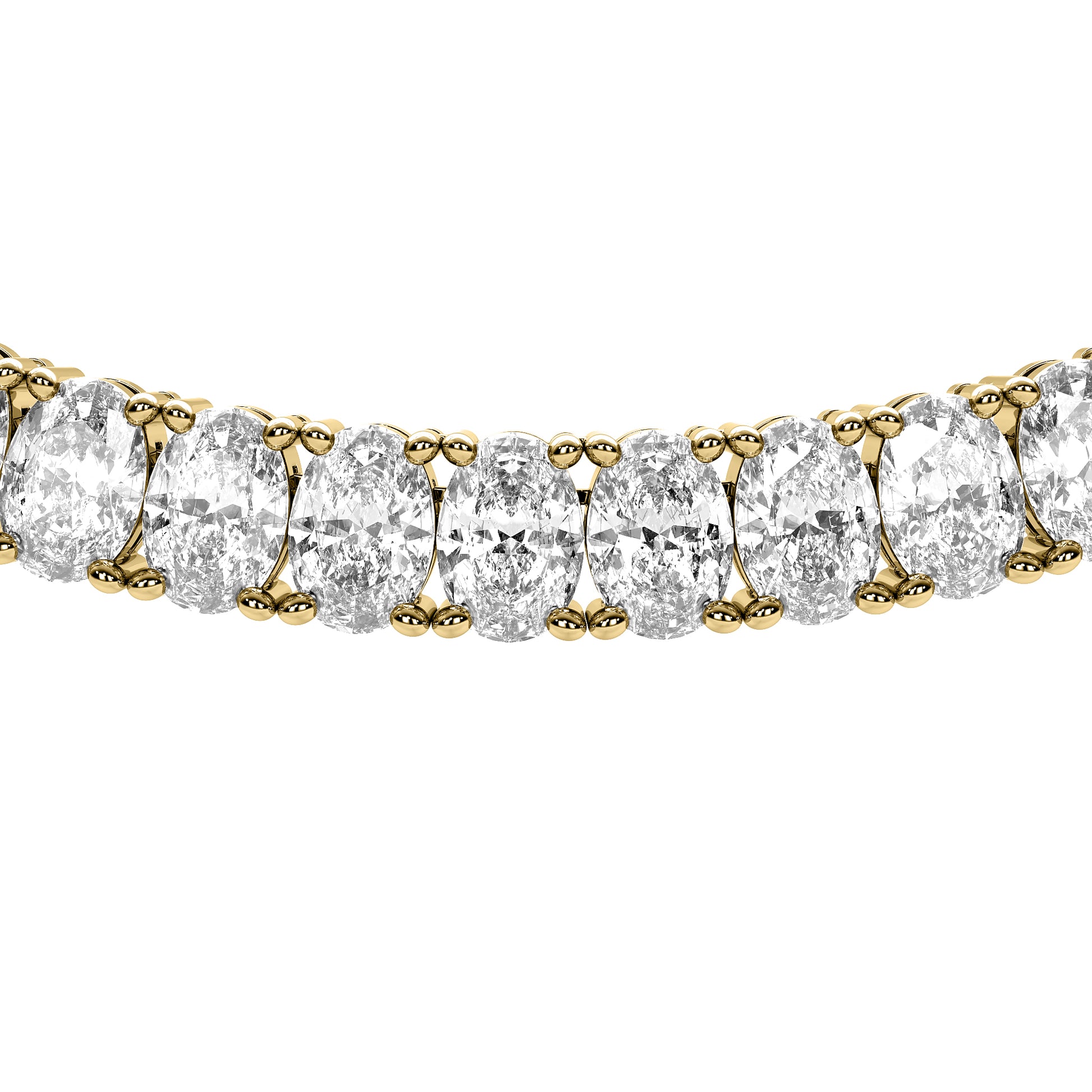 Oval Cut Lab Grown Diamond Tennis Necklace in Yellow Gold