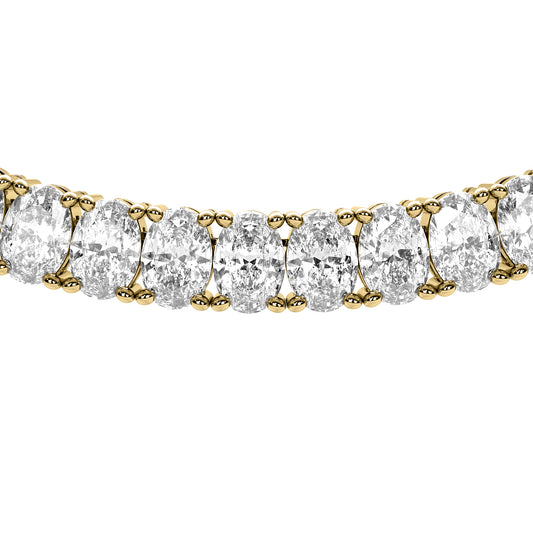 Oval Cut Lab Grown Diamond Tennis Necklace in Yellow Gold