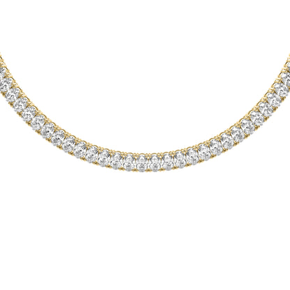 Oval Cut Lab Grown Diamond Tennis Necklace in Yellow Gold