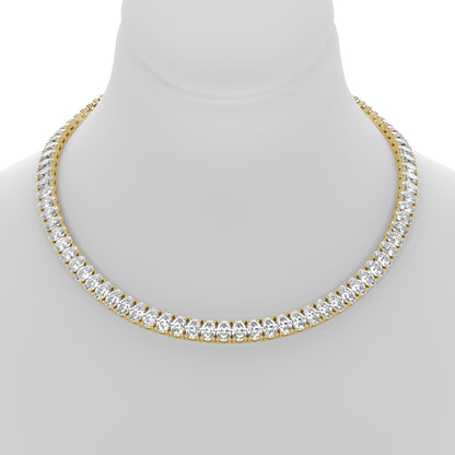 Oval Cut Lab Grown Diamond Tennis Necklace in Yellow Gold
