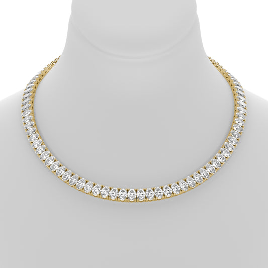 Oval Cut Lab Grown Diamond Tennis Necklace in Yellow Gold