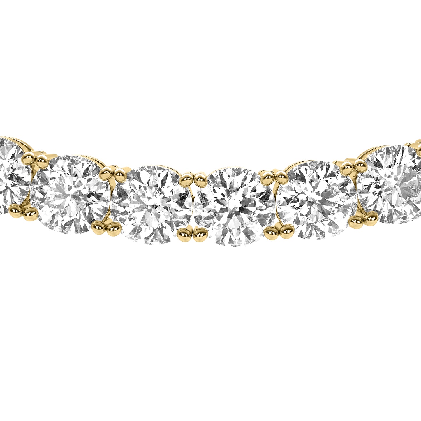 Round Cut Lab Grown Diamond Tennis Necklace in Yellow Gold