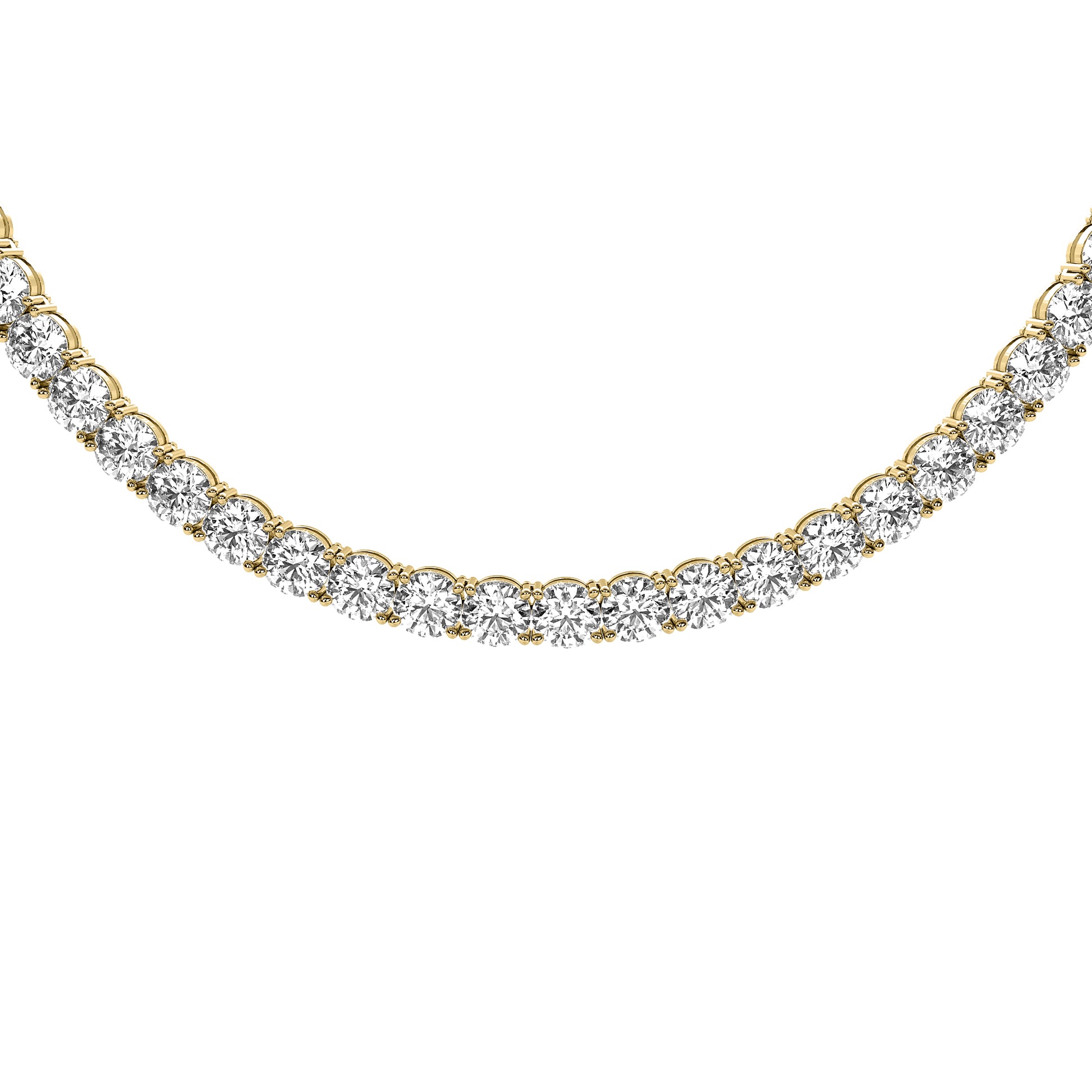 Round Cut Lab Grown Diamond Tennis Necklace in Yellow Gold