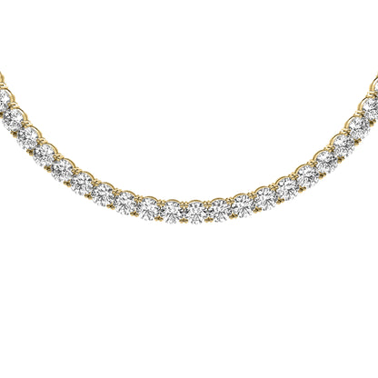 Round Cut Lab Grown Diamond Tennis Necklace in Yellow Gold