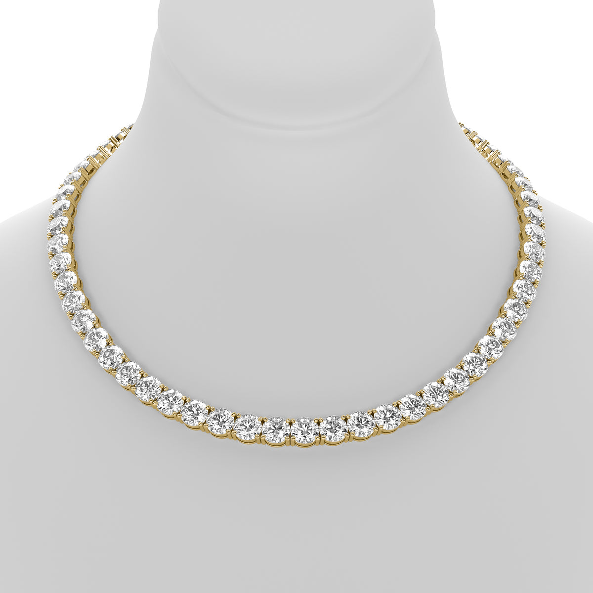 Round Cut Lab Grown Diamond Tennis Necklace in Yellow Gold