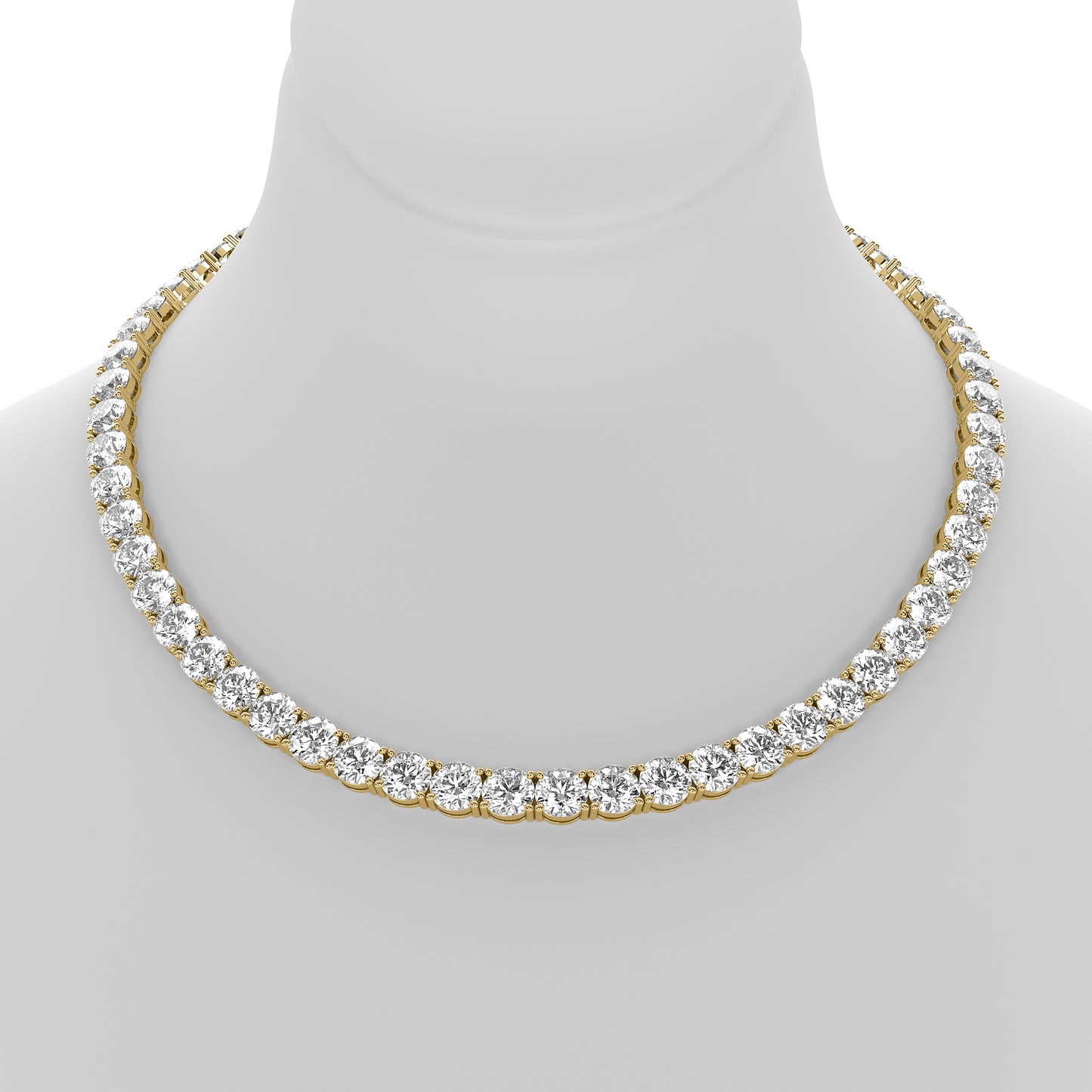 Round Cut Lab Grown Diamond Tennis Necklace in Yellow Gold
