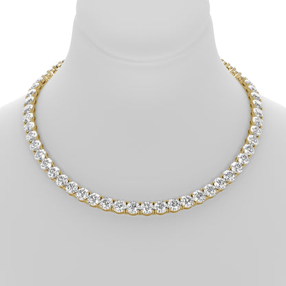 Round Cut Lab Grown Diamond Tennis Necklace in Yellow Gold