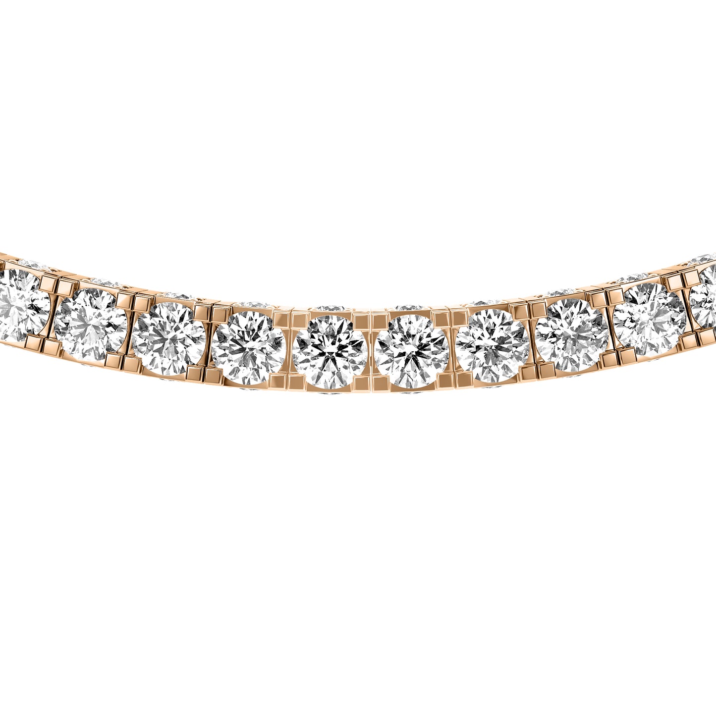 Round Cut Lab Grown Diamond Tennis Necklace in Rose Gold