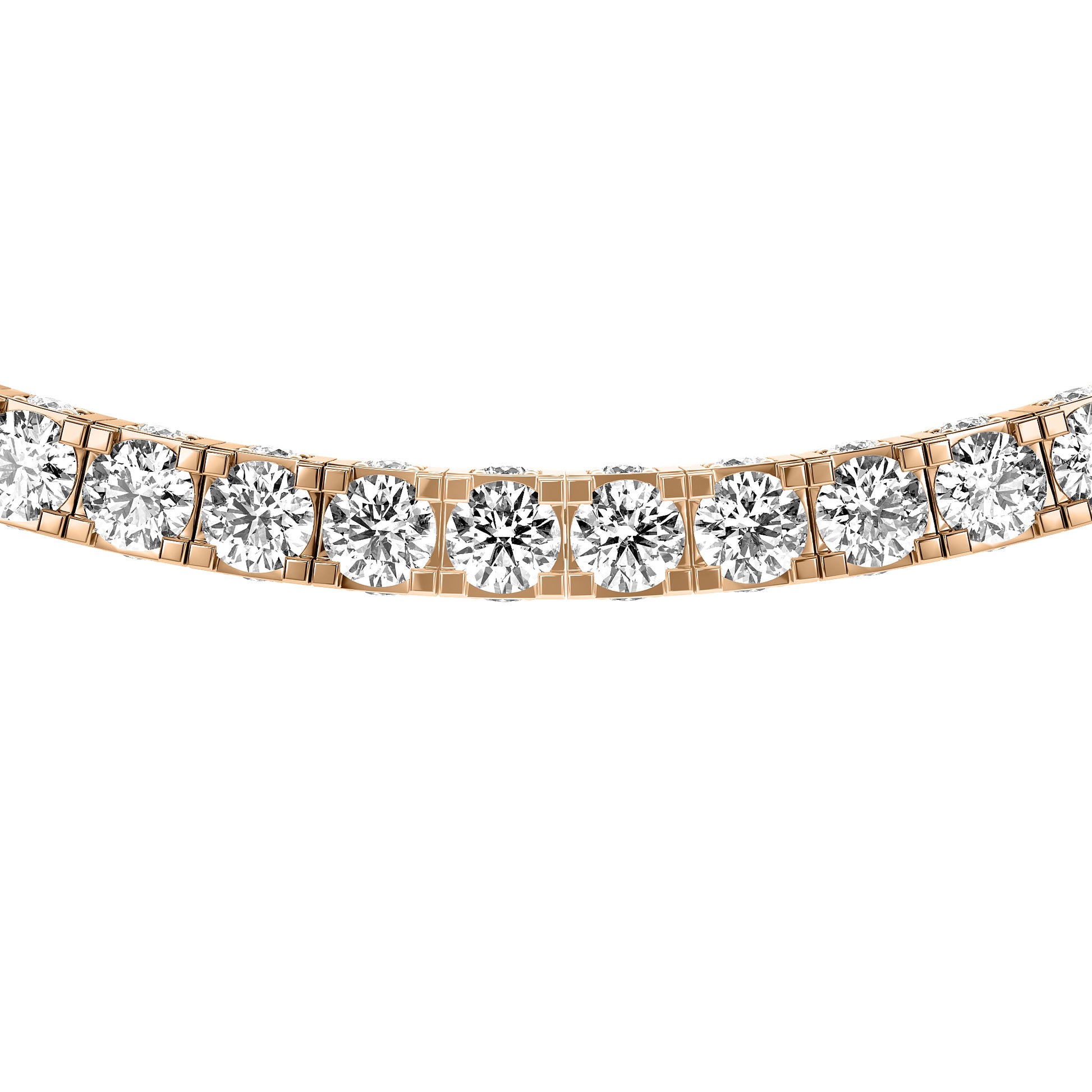Round Cut Lab Grown Diamond Tennis Necklace in Rose Gold