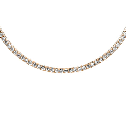 Round Cut Lab Grown Diamond Tennis Necklace in Rose Gold