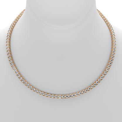 Round Cut Lab Grown Diamond Tennis Necklace in Rose Gold