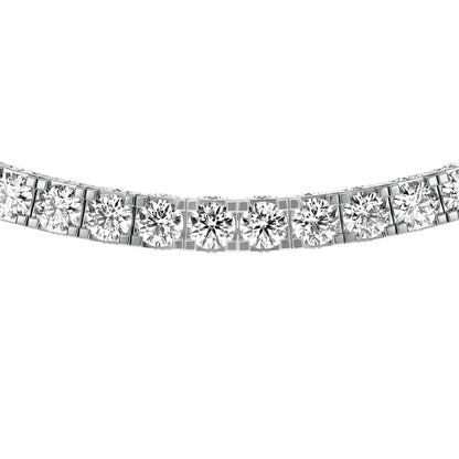 Round Cut Lab Grown Diamond Tennis Necklace in Silver