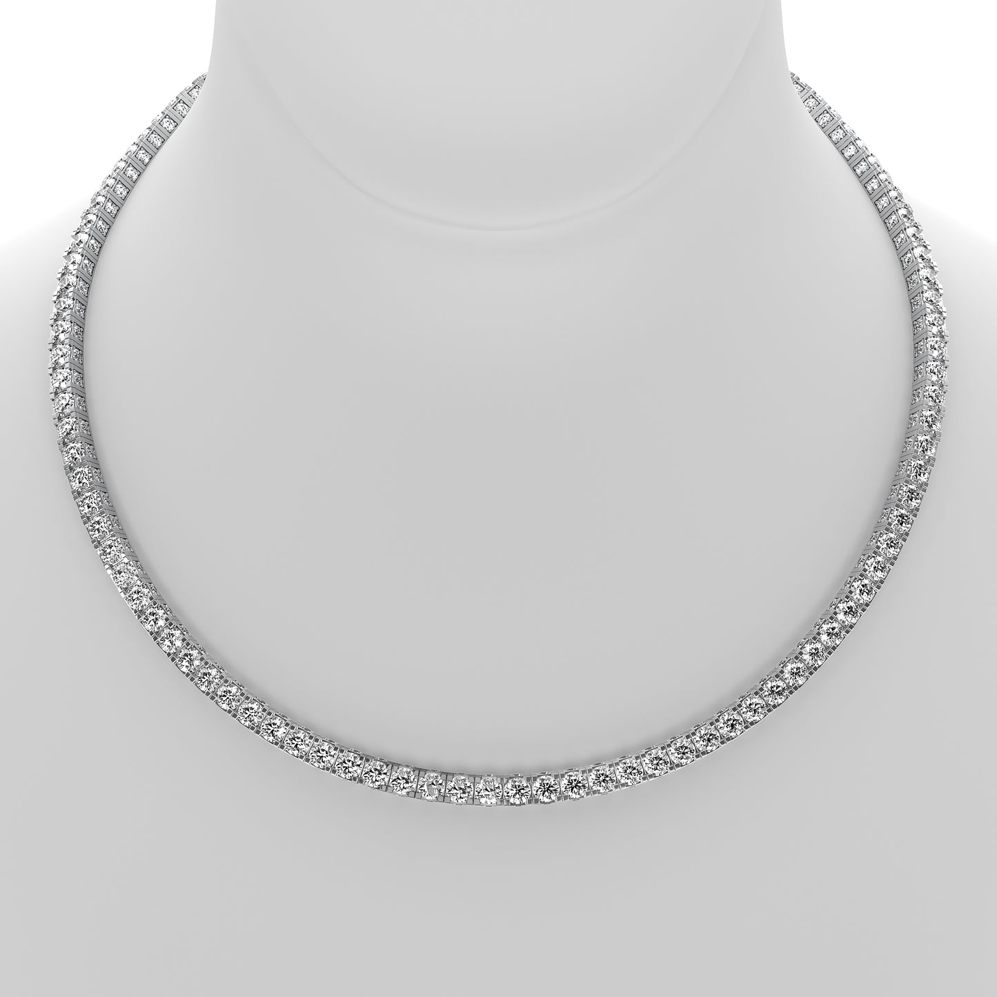 Round Cut Lab Grown Diamond Tennis Necklace in White Gold