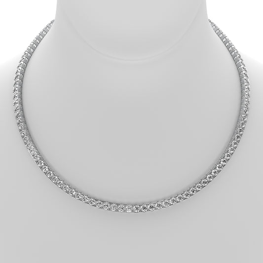 Round Cut Lab Grown Diamond Tennis Necklace in White Gold