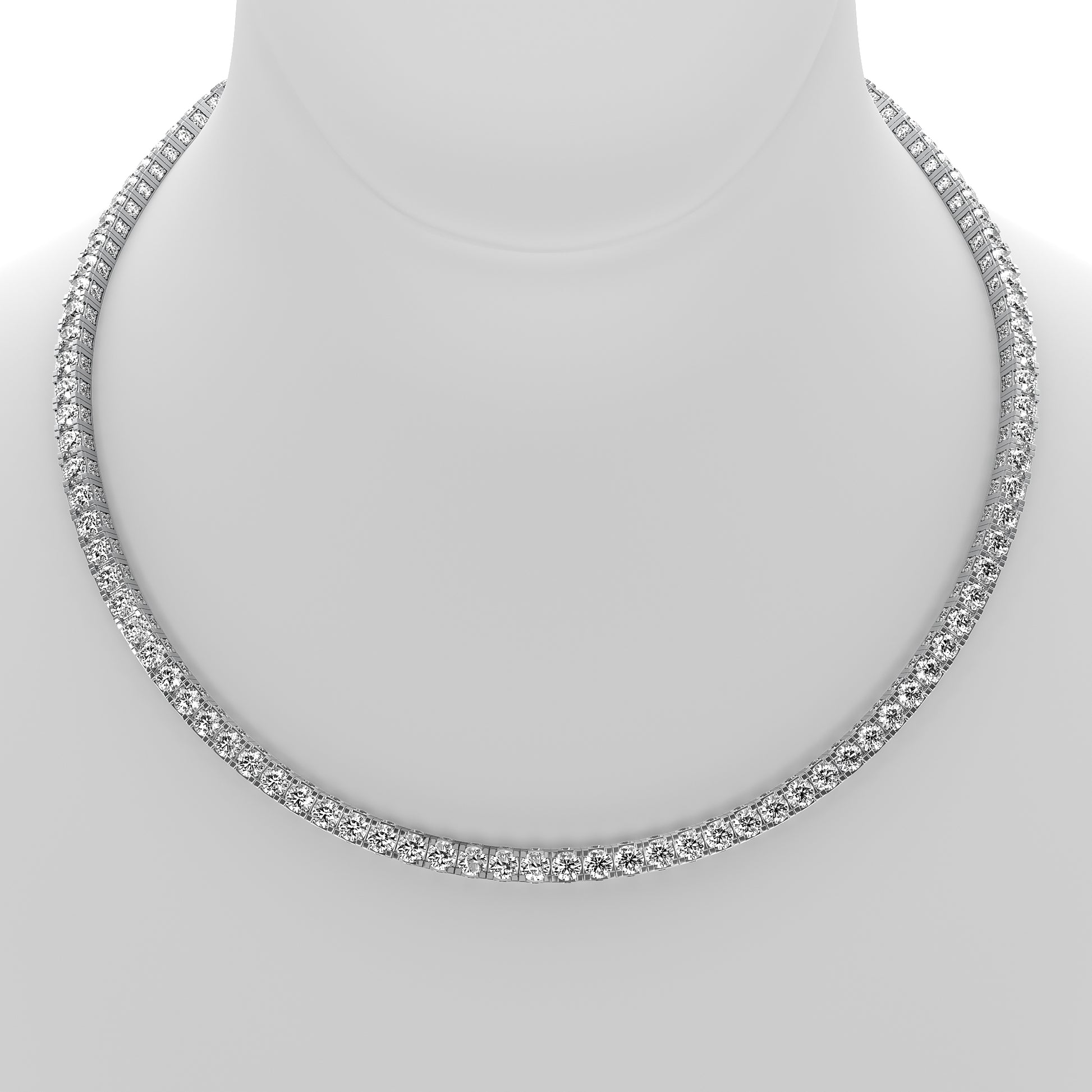 Round Cut Lab Grown Diamond Tennis Necklace in Platinum